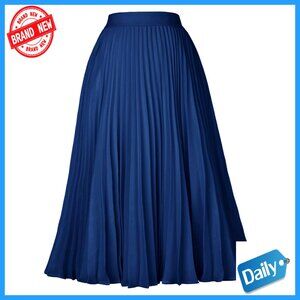 High Waist Pleated Chiffon Skirt Midi Swing A-Line Elegant Flowy Casual
